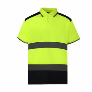 เสื้อโปโลผ้าฝ้ายสีเขียวนีออนแบบยูนิเซ็กซ์ มองเห็นได้ชัดเจน พร้อมแถบสะท้อนแสง ป้องกันลมและเพิ่มความปลอดภัยในการทำงาน - Product Image 1
