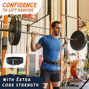 Ceinture de musculation en cuir de vachette avec logo personnalisé, boucle à double languette, ceinture de compression pour entraînement de fitness - Product Image 4