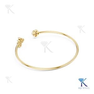 Asymmetric Lab Grown Diamond Crown Bangle 14K Solid Gold Fine Unisex Minimalist Open <b>Cuff</b> Jewelry Gift Manufacturer Wholesale - Product Image 6
