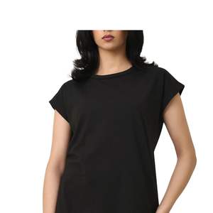 Women <b>Black</b> Crew Neck Cap Sleeve T Shirt Relaxed Fit Cotton Casual <b>Summer</b> Basic <b>Top</b> Soft Comfortable Daily Wear Women - Product Image 2