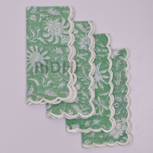 Serviettes de table en coton brodées, imprimées à la main, motif floral vert menthe, pour mariage, hôtel, vente en gros Ridhi - Product Image 2