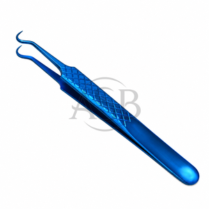 Pinza para Extensión de Pestañas Tipo Gancho C, Acero Inoxidable Azul Plasma, Herramienta Aplicadora de Pestañas con Mango Texturizado Personalizado - Product Image 4