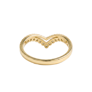 Double Chevron Diamond Ring Newest Style Diamond Ring 9K 10K Solid Yellow Gold <b>Wedding</b> Band Round Lab Grown Diamond Pave Band - Product Image 4