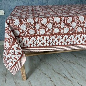 Custom Printed Waterproof Durable Luxury Dining <b>Tablecloth</b> Handmade Block Printed Cotton Linen <b>Square</b> Solid - Product Image 2