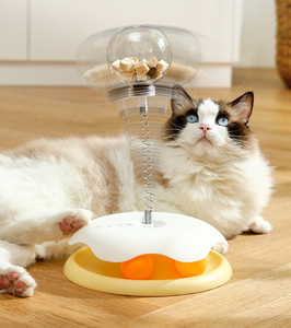 Kinghon Distributeur de friandises interactif pour chats, en plastique, avec plateau rotatif, bâton de stimulation et jouet à ressort pour une alimentation lente - Product Image 6