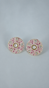 Pendientes Elegantes de Moda para Mujer, Hechos a Mano, con Baño de Rodio, Diseño Floral Blanco Meenakari - Product Image 2