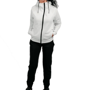 Custom <b>Women's</b> Winter <b>Grey</b> Leopard Print <b>Tracksuit</b> Set Premium Cotton Fleece Zip Hoodie Jogger Pants Casual Sportswear Fitness - Product Image 2