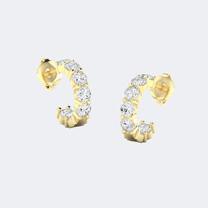 Boucles d'oreilles créoles ouvertes à sertissage partagé, taille ronde, 1,05 carat au total - Product Image 1