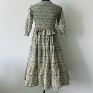 Robe longue bohème pour femme, 100% coton tissé, imprimé à la main, taille empire smockée, motif floral vintage, automne été - Product Image 5