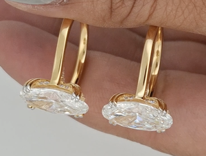 Bague de fiançailles et de mariage solitaire de luxe en or jaune 10k 14k 18k avec diamant de laboratoire certifié IGI taille Moval 1 carat - Product Image 2