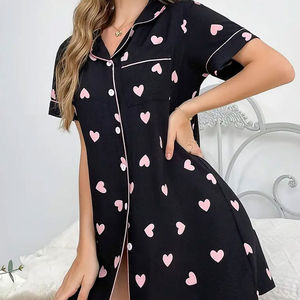 Vestido de Dormir para Mujer, de Verano, Tejido, Transpirable, Ligero, de Manga Corta, Cintura Elástica, Alta Calidad, Servicio OEM, Venta al Por Mayor - Product Image 3