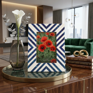 Handcrafted Modern Blue Resin Photo <b>Frame</b> for Home Decoration Elegant MDF Design Foldable <b>Wall</b> Mount - Product Image 1
