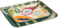 Plateaux carrés en métal émaillé, faits à la main, élégants, personnalisés, à motifs floraux créatifs et abstraits, bord doré, écologiques, compatibles lave-vaisselle, durables