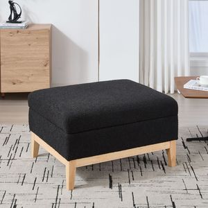 Poggiapiedi/Divanetto da Caffè Reversibile da 86 cm (33.86 pollici) con Coperchio, Base in Legno Imbottita, Gambe in Legno di Gomma per Stoccaggio e Utilizzo come Poggiapiedi - Product Image 3