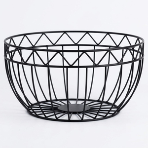 Panier à fruits en fil métallique noir, organisateur de comptoir moderne, corbeille ronde en fil métallique pour fruits et légumes, pour la cuisine - Product Image 3
