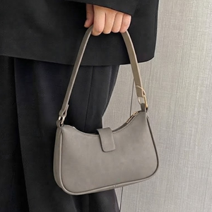 Bolso Bandolera de Piel Sintética Gris para Mujer, Bolso de Hombro con Cierre de Cremallera, Portátil, para Uso Diario - Product Image 3