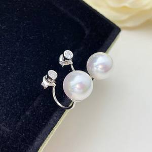 Boucles d'oreilles en argent S925 haut de gamme avec perles d'eau douce rondes de 9 à 10 mm, sans défaut, avec deux options de port, dégageant du tempérament - Product Image 3
