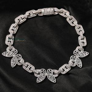 Moissanite <b>Statement</b> <b>Necklace</b> S925 Silver Rhodium Plated Butterfly Design Women's Luxury Jewelry - Product Image 5
