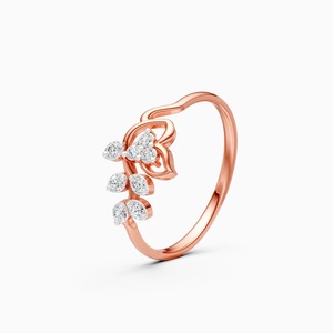 Bague à grappe florale sertie de diamants de 0,20 carat cultivés en laboratoire en or jaune 9K, or blanc, or rose - Product Image 1