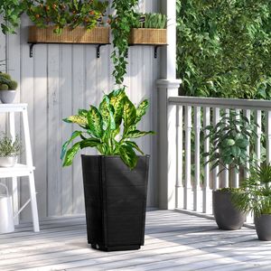 Juego de 2 Macetas Altas de Plástico PP Resistentes para Exteriores, Macetas Grandes para Cactus con Orificios de Drenaje para Porche, Entrada, Patio y Jardín - Product Image 4