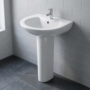 White Ceramic Pedestal Wash Basin Vinus Lavabo Sink Set for Hair Salon Bathroom Commercial Floor Standing - Product Image 4