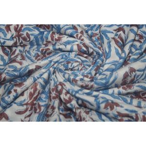 Ksy <b>Blue</b> Leaf Buti Print Hand Block Printed Cotton Fabric Wholesale Lightweight Cotton Fabric Indian Floral Dress Making - Product Image 6