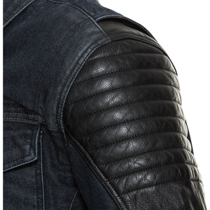 Men's <b>Denim</b> <b>Jacket</b> Moto Biker Style Stand Collar Single Button Closure Washed Cotton Regular Fit Solid Color Pockets Winter Wear - Product Image 6