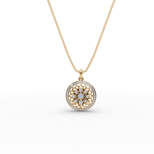 Lotus Floral Lab-Grown Gold Pendant with Diamond Elegant Charm <b>Necklace</b> - Product Image 1