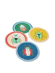 Luxury Exclusive Handmade Beaded Eyes Design 4 Set Embroidery Coaster For Fancy Dining <b>Table</b> Decor fashionable design coaster - Product Image 2