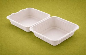 6x6 Inch Biodegradable Sugarcane Bagasse Clamshell Food <b>Container</b> Eco Friendly Disposable <b>Box</b> - Product Image 3