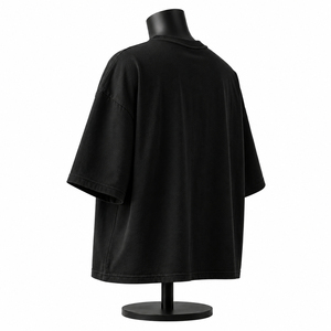 Trendy Oversized Formal Knitted T-<b>Shirt</b> for <b>Men</b> Loose Fit Cotton Streetwear Graphic Plain Custom <b>Print</b> Bulk - Product Image 2