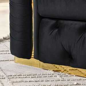 Set Divano Chesterfield di Lusso 90,6 Pollici in Velluto con Bottoni Trapuntati, Divano a 3 Posti con 2 Accessori in Acciaio Inox Dorato Cuscini per Soggiorno - Product Image 6