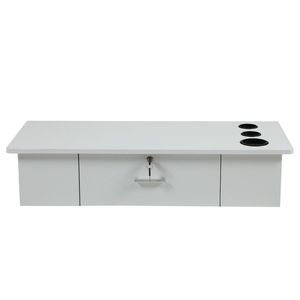 Station de coiffure et de beauté murale classique avec tiroirs et trous pour outils, table de maquillage et de manucure pour coiffeuse - Product Image 1