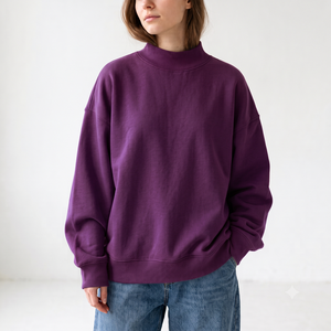 Bulk Order Women's Oversized Mockneck Sweatshirt 100% Cotton Soft Casual Comfortable Custom Factory Production - Product Image 1