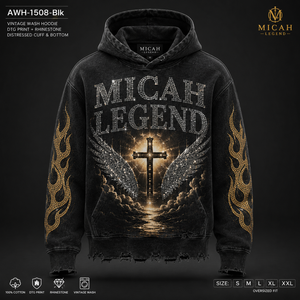 OEM Custom Oversized <b>Y2K</b> <b>Streetwear</b> Hoodie 400+ GSM Washed Cotton Fleece Rhinestone Cross Angel Wings Distressed Hem Pullover - Product Image 2