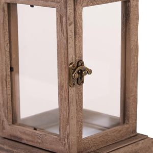 Portavelas de Madera Blanco con Panel de Vidrio y Tapa Metálica, Estilo Rústico, Decoración para el Hogar - Product Image 6