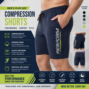 Shorts de compression pour hommes à taille élastique, imprimés, grandes tailles, pour yoga, sous-vêtement technique, gym, fitness et course à pied - Product Image 1