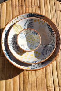 Juego de 3 piezas bohemios hechos a mano para ensalada, curry, sopa, pasta, nueces, ligero, de madera, personalizado, esmaltado, directo, fiestas de fábrica - Product Image 3