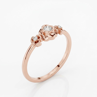 Cincin Pernikahan Pertunangan Ulang Tahun Berlapis Emas Rose dengan Berlian Buatan Bentuk Bunga Bersertifikat IGI Hadiah Mewah untuk Wanita