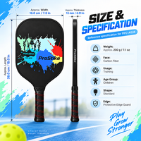 Raquette de pickleball T300 en fibre de carbone pour l'entraînement des juniors, écoles, clubs, logo personnalisé, OEM/ODM, marque privée, vente en gros