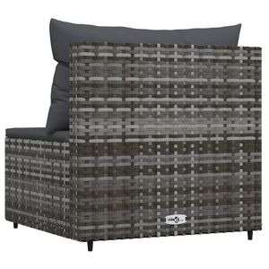 Canapé de jardin en rotin PE gris moyen avec structure en acier thermolaqué et tissu - Product Image 4