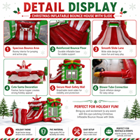 Structure gonflable commerciale de Noël avec toboggan aquatique, thème Père Noël, pour événements et entreprises de location