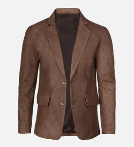 2026 New Men's Solid Formal Business Office Lapel Blazers Button-<b>Down</b> PU Leather Coat - Product Image 1