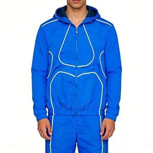 Nuevo Conjunto Deportivo de 2 Piezas, Chaqueta Cortavientos y Pantalón, Estilo Urbano, Ligero, Oversize, con Ribete de Nylon y Rayas, para Hombre - Product Image 4
