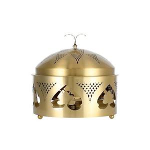 Cazuela Redonda de Acero Inoxidable al por Mayor, Lujo Chapado en Oro, Calentador de Buffet, Base Cilíndrica Jali con Corazón Cortado a Láser, Tapa de Cúpula, para Mantequilla - Product Image 1
