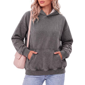 Sweat-shirts à capuche pour femmes de haute qualité, personnalisables avec logo, effet délavé, grammage lourd, séchage rapide, motif uni, manches longues - Product Image 1