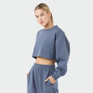 Sudadera con capucha corta de punto bordada personalizada para mujer, con cremallera y manga larga, suéter de invierno hecho de 100% algodón - Product Image 1