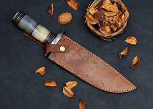 Cuchillo de caza de acero de Damasco con hoja de cocodrilo, edición nueva, con mango de hueso, para acampar al aire libre, el mejor cuchillo de hoja fija afilada. - Product Image 6