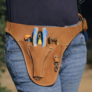 Cinturón de herramientas de cuero para floristería, bolsa de cintura multiusos, organizador de jardín, cinturón ajustable, accesorio de taller OEM a la venta al por mayor - Product Image 2
