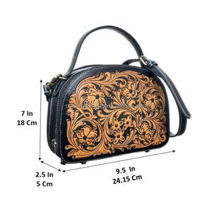 Hot Selling Western Customized Hand Tooled Cowhide Leather Vintage <b>Handbag</b> Stylish Shoulder Crossbody sling Bag for Women's - Product Image 2